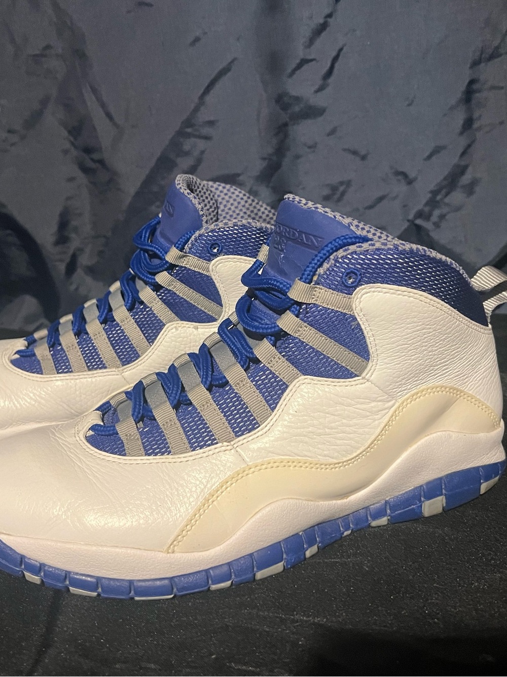 Jordan 10 retro Men's White and Royal Blue High-Top Sneakers